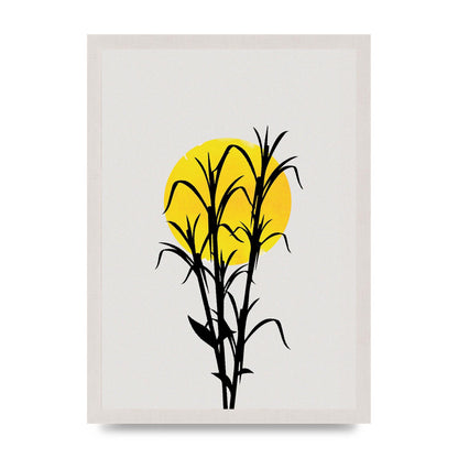 Watercolour Sun Plant Wall Art - A3 framed