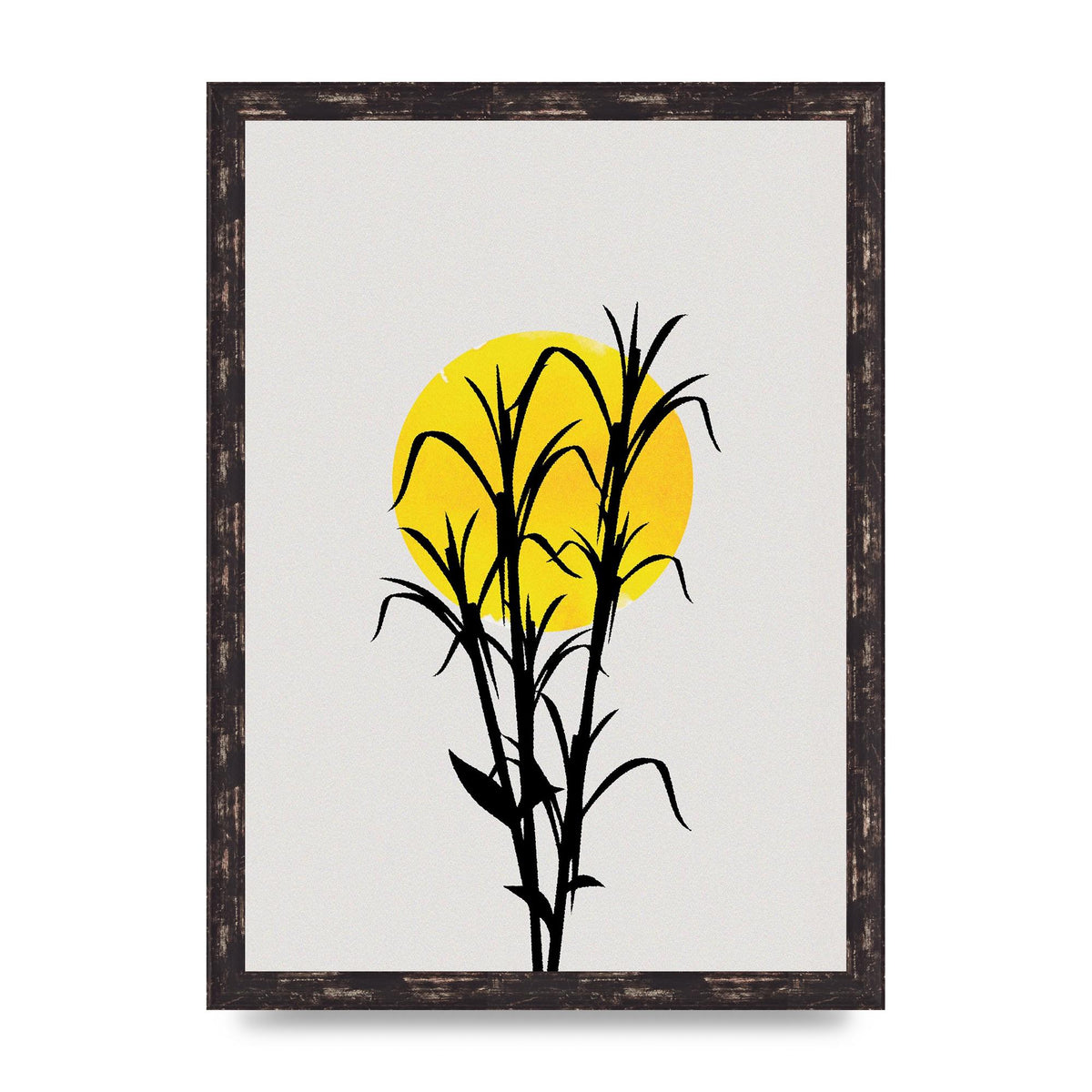Watercolour Sun Plant Wall Art - A3 framed
