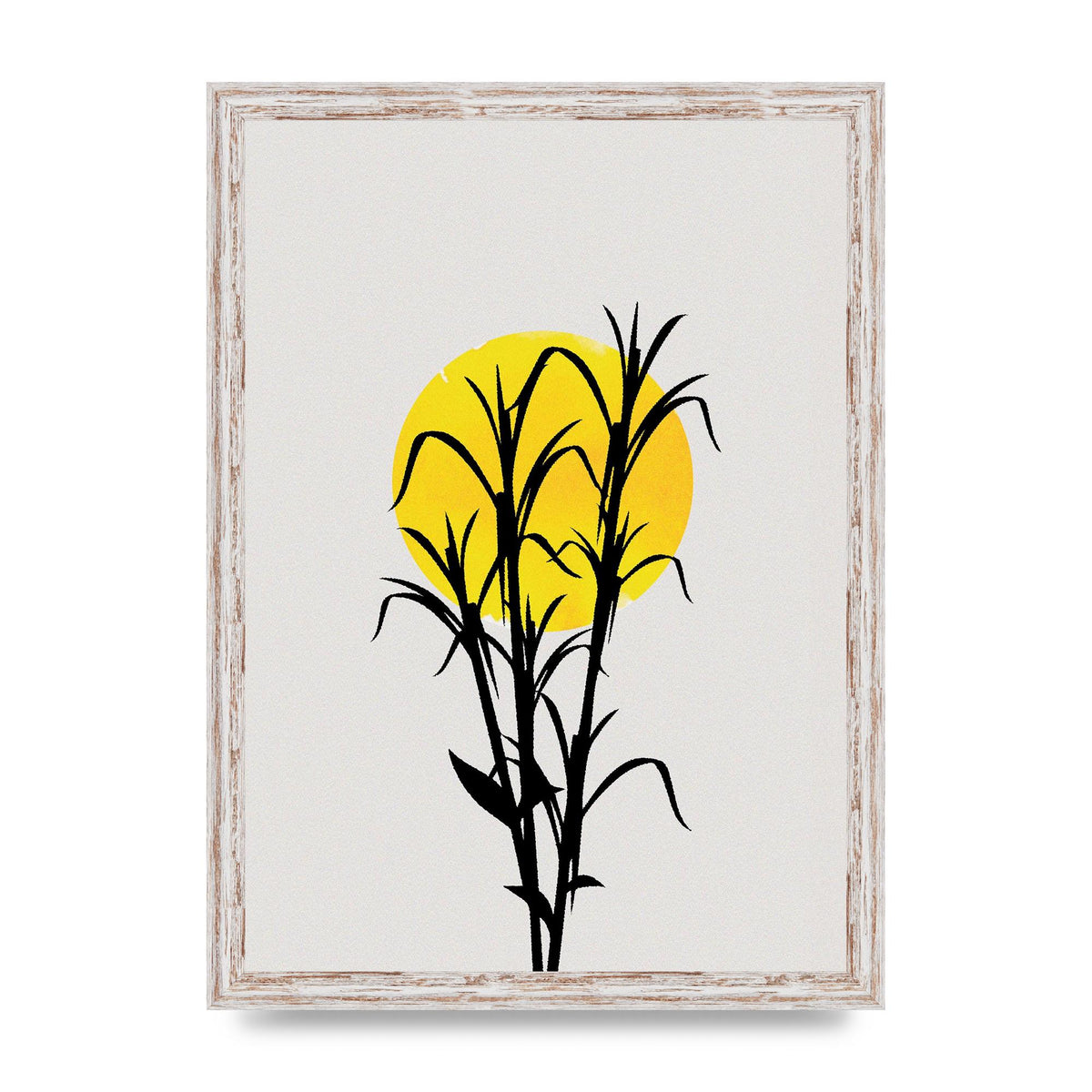 Watercolour Sun Plant Wall Art - A3 framed