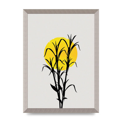 Watercolour Sun Plant Wall Art - A3 framed