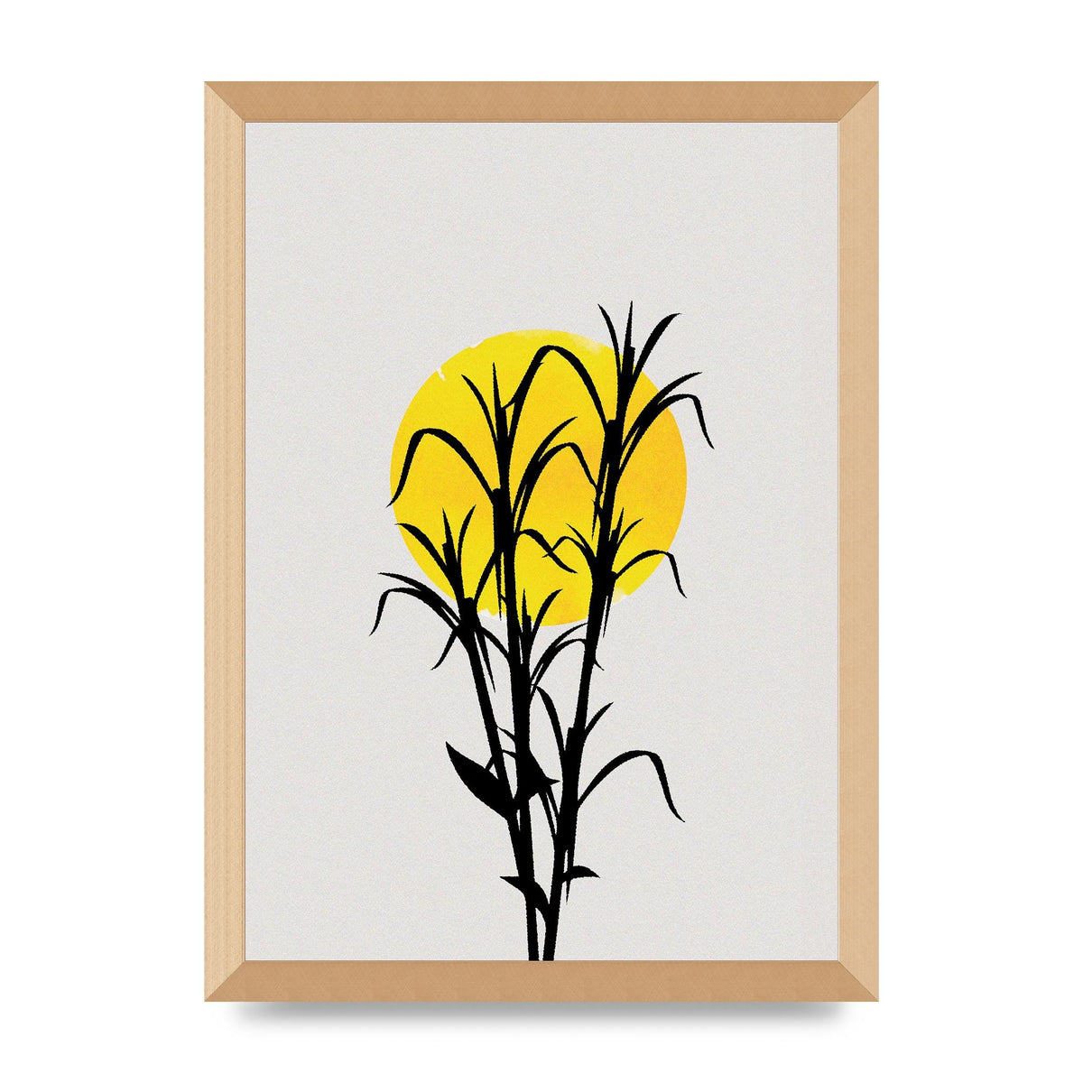Watercolour Sun Plant Wall Art - A3 framed