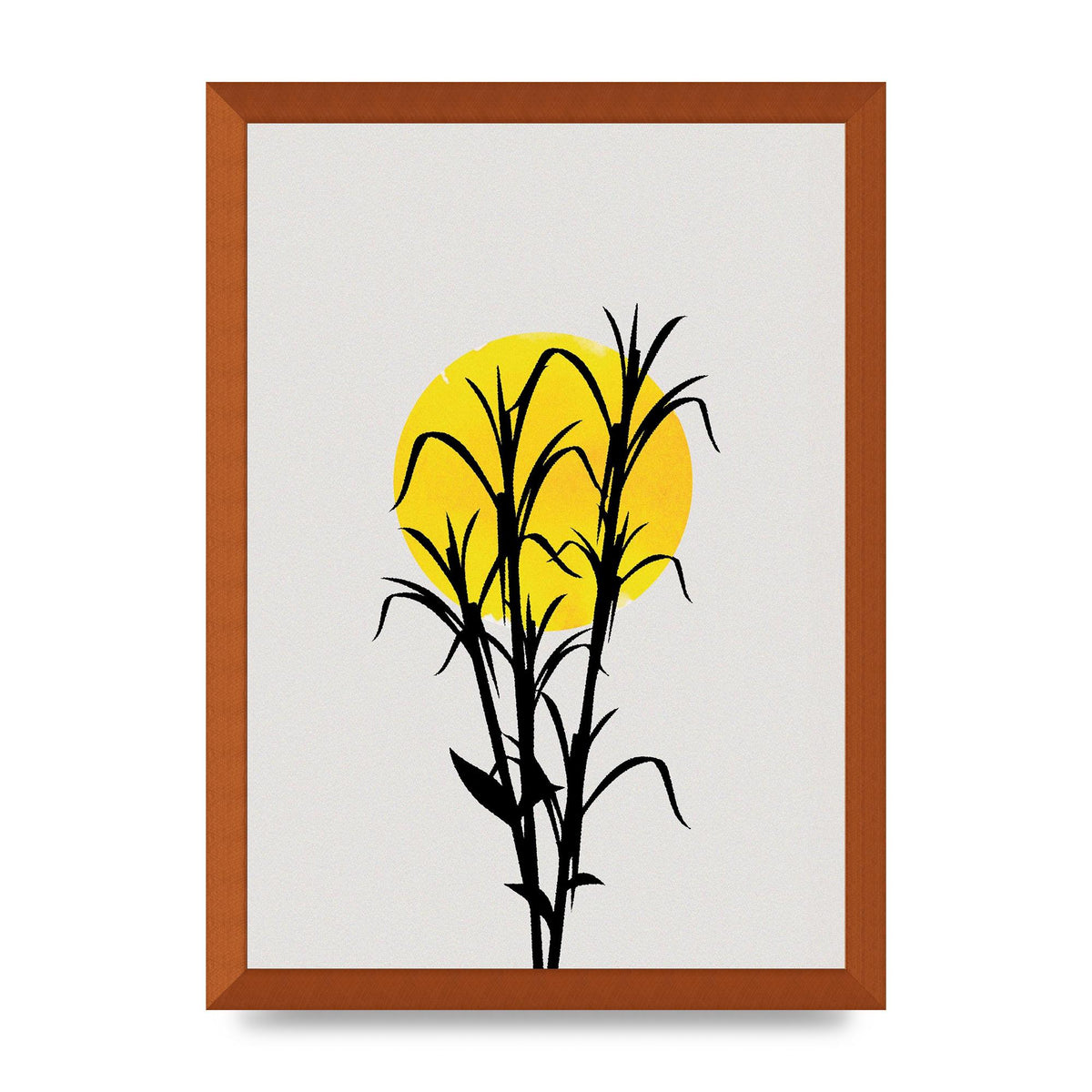 Watercolour Sun Plant Wall Art - A3 framed