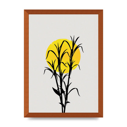 Watercolour Sun Plant Wall Art - A3 framed