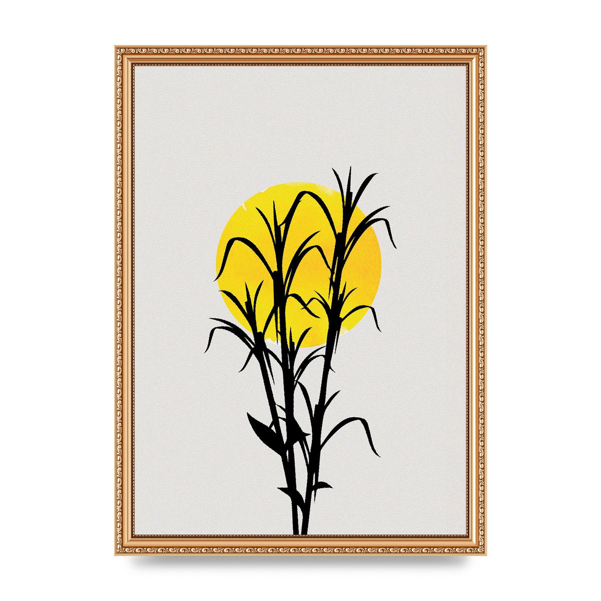 Watercolour Sun Plant Wall Art - A3 framed