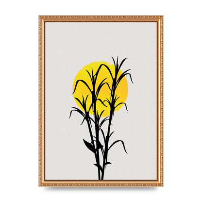 Watercolour Sun Plant Wall Art - A3 framed
