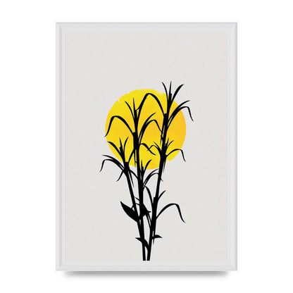 Watercolour Sun Plant Wall Art - A3 framed