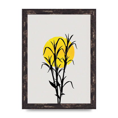 Watercolour Sun Plant Wall Art - A4 framed