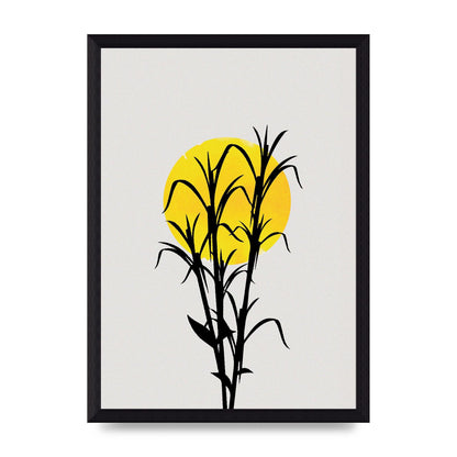 Watercolour Sun Plant Wall Art - A4 framed