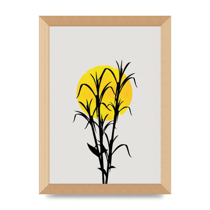 Watercolour Sun Plant Wall Art - A4 framed