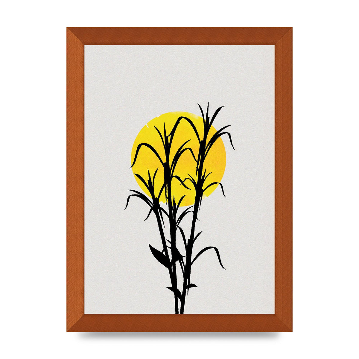 Watercolour Sun Plant Wall Art - A4 framed