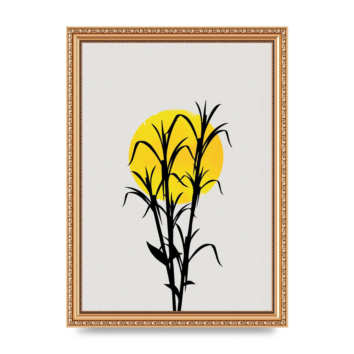 Watercolour Sun Plant Wall Art - A4 framed