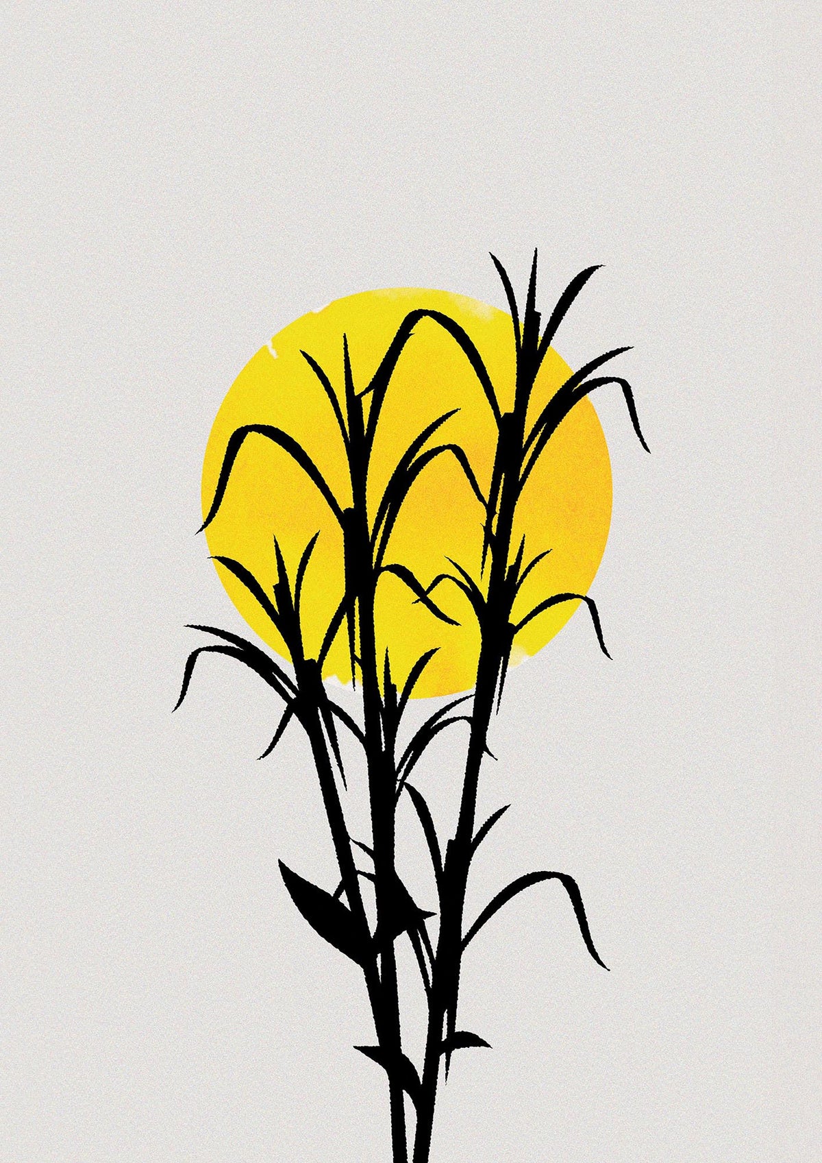 Watercolour Sun Plant Wall Art - detail