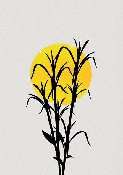 Watercolour Sun Plant Wall Art - detail
