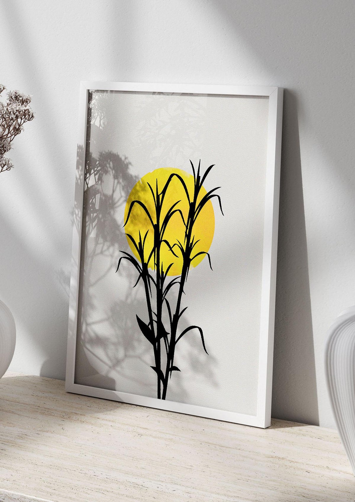Watercolour Sun Plant Wall Art - living room 2