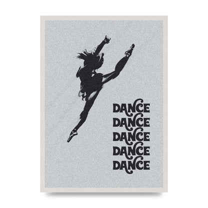 Dance Dance Dance Black White print in an A2 white saw cut grain frame