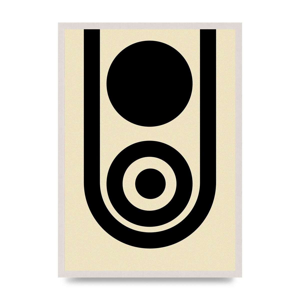 Abstract Line Circle Black Printed Poster - A2 framed
