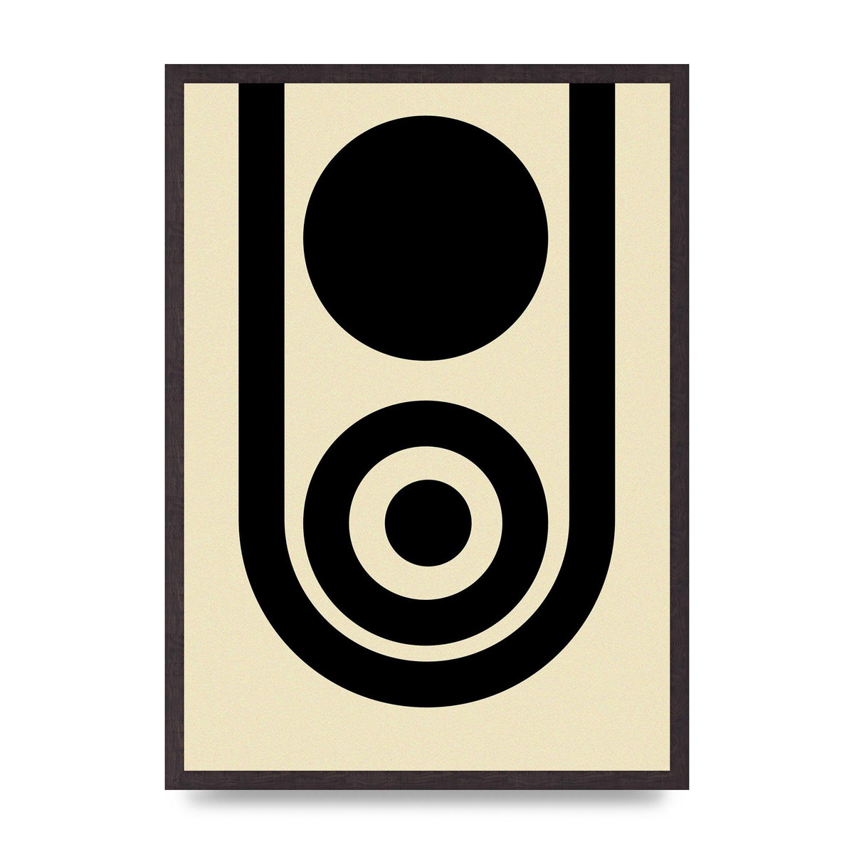 Abstract Line Circle Black Printed Poster - A2 framed
