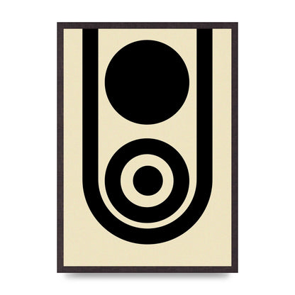 Abstract Line Circle Black Printed Poster - A2 framed