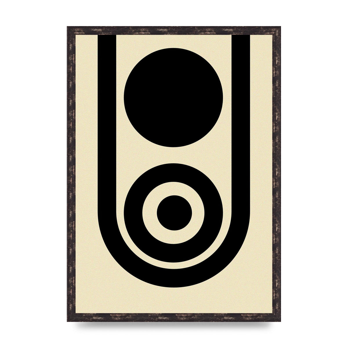 Abstract Line Circle Black Printed Poster - A2 framed