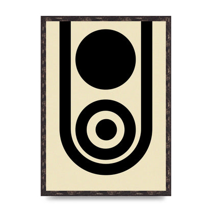 Abstract Line Circle Black Printed Poster - A2 framed
