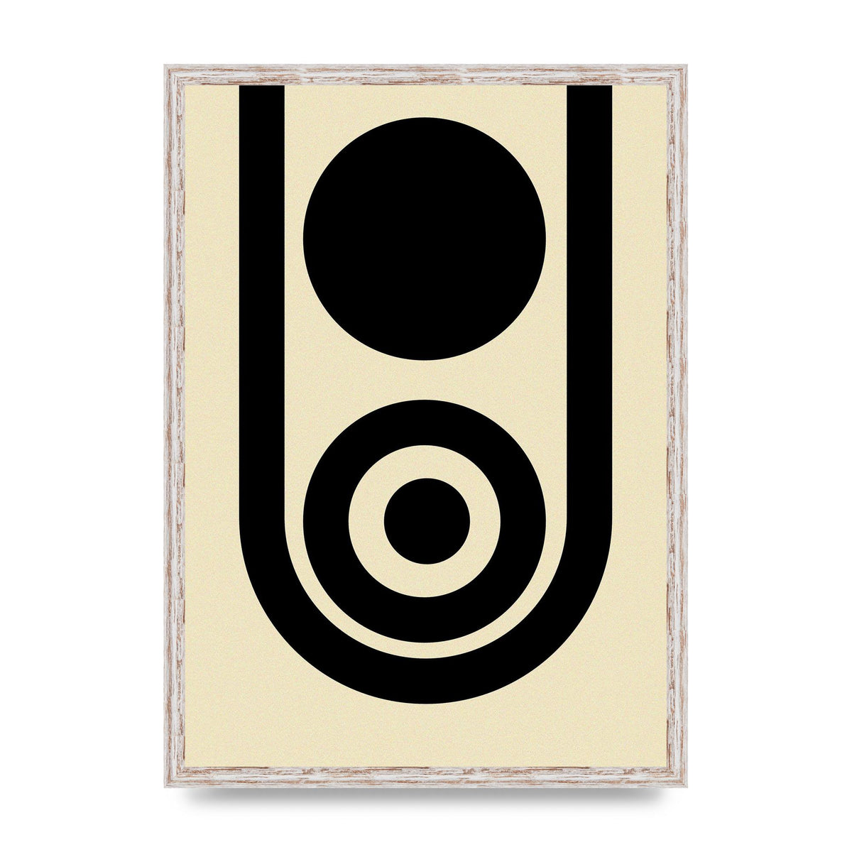 Abstract Line Circle Black Printed Poster - A2 framed