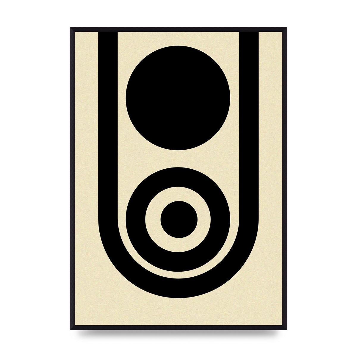 Abstract Line Circle Black Printed Poster - A2 framed