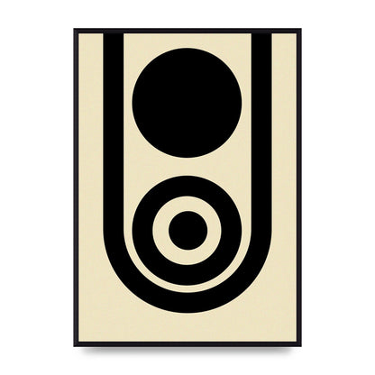 Abstract Line Circle Black Printed Poster - A2 framed