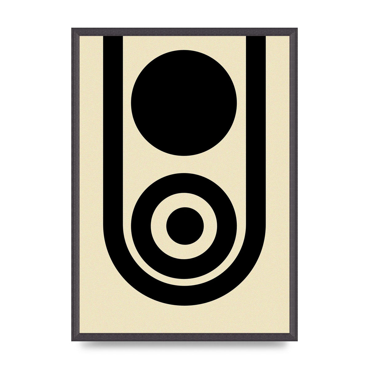 Abstract Line Circle Black Printed Poster - A2 framed