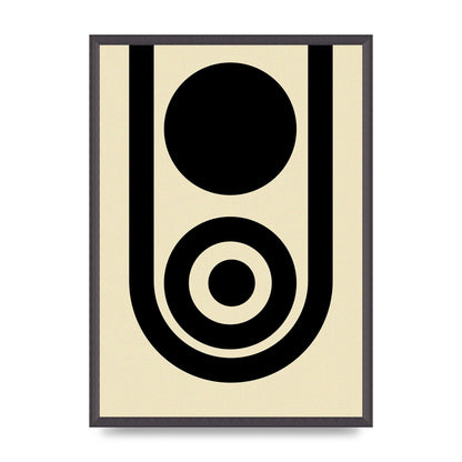 Abstract Line Circle Black Printed Poster - A2 framed