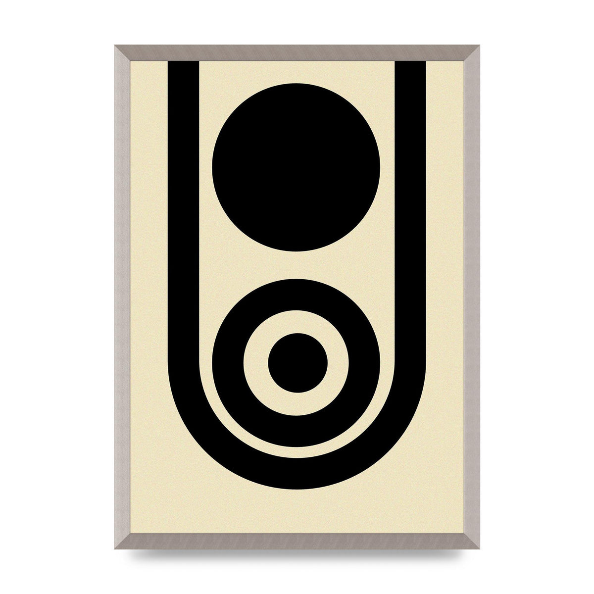 Abstract Line Circle Black Printed Poster - A2 framed