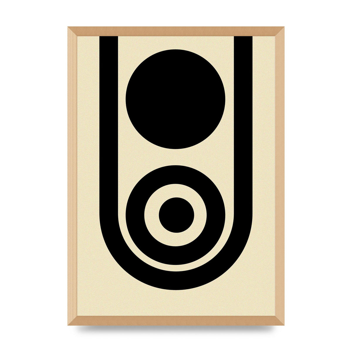 Abstract Line Circle Black Printed Poster - A2 framed