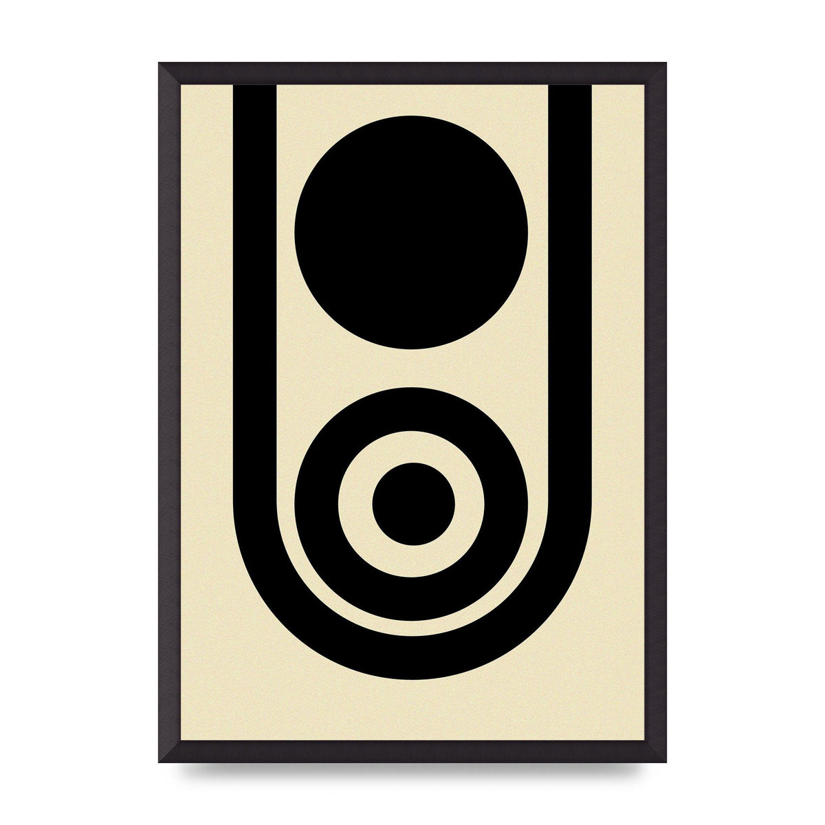 Abstract Line Circle Black Printed Poster - A2 framed
