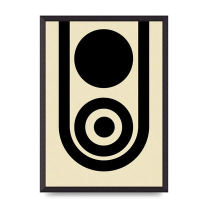 Abstract Line Circle Black Printed Poster - A2 framed