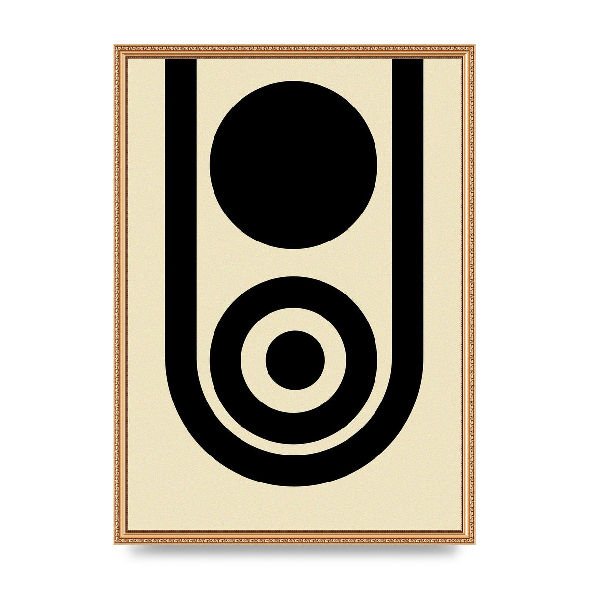 Abstract Line Circle Black Printed Poster - A2 framed