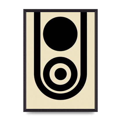Abstract Line Circle Black Printed Poster - A2 framed