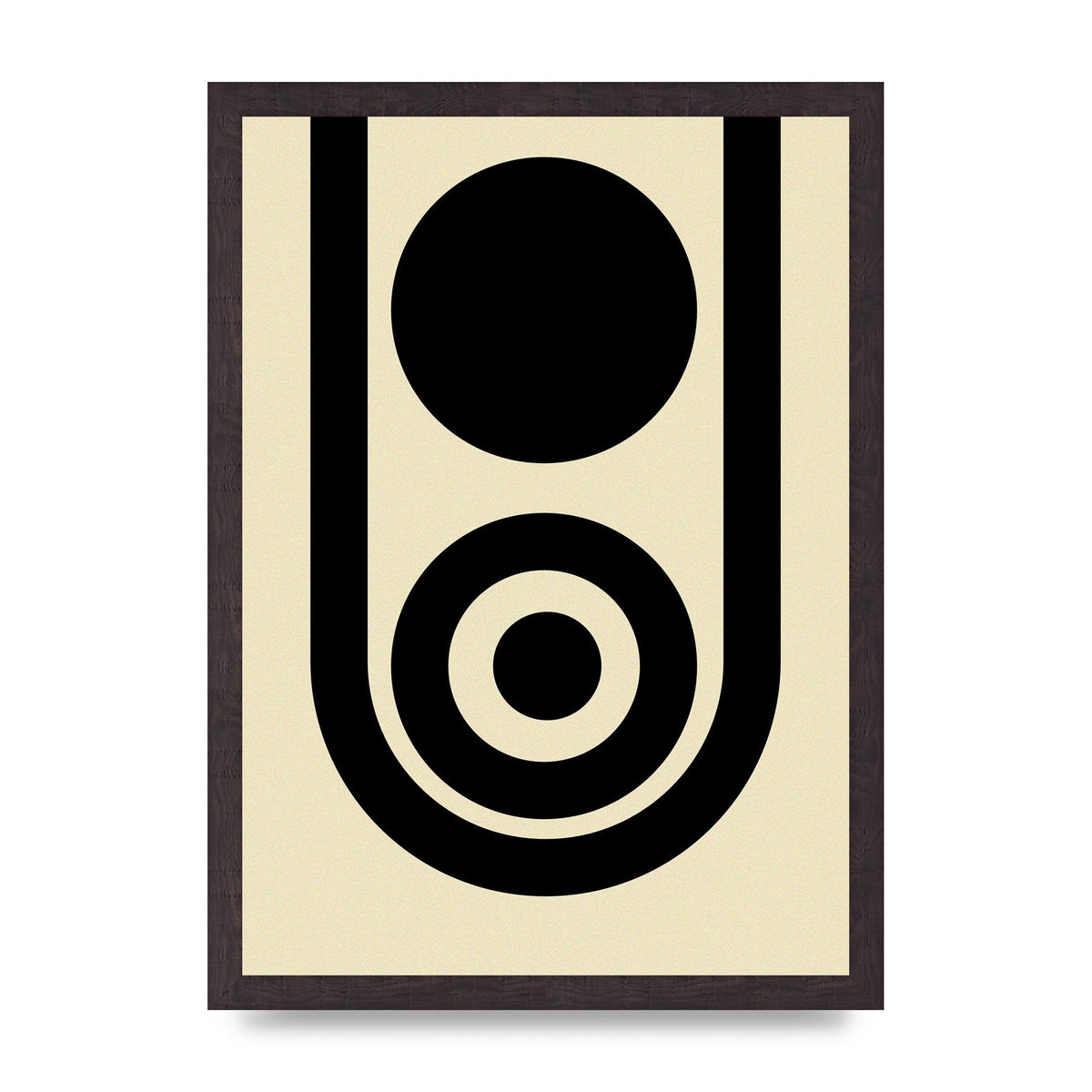 Abstract Line Circle Black Printed Poster - A3 framed