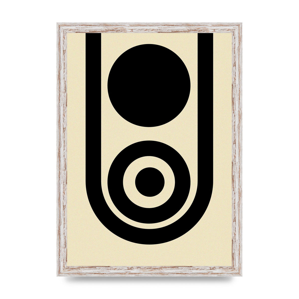 Abstract Line Circle Black Printed Poster - A3 framed