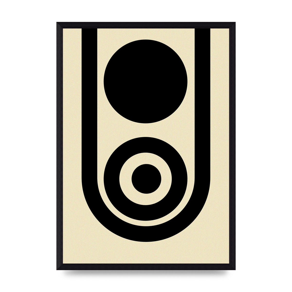 Abstract Line Circle Black Printed Poster - A3 framed