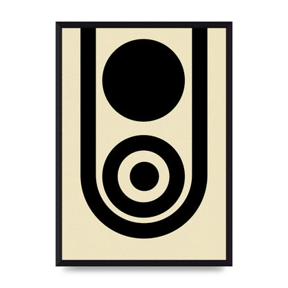 Abstract Line Circle Black Printed Poster - A3 framed