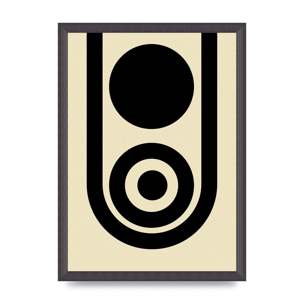 Abstract Line Circle Black Printed Poster - A3 framed