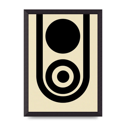 Abstract Line Circle Black Printed Poster - A3 framed