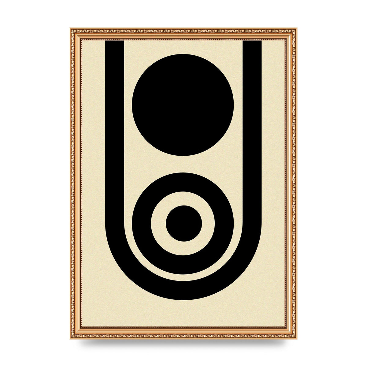 Abstract Line Circle Black Printed Poster - A3 framed