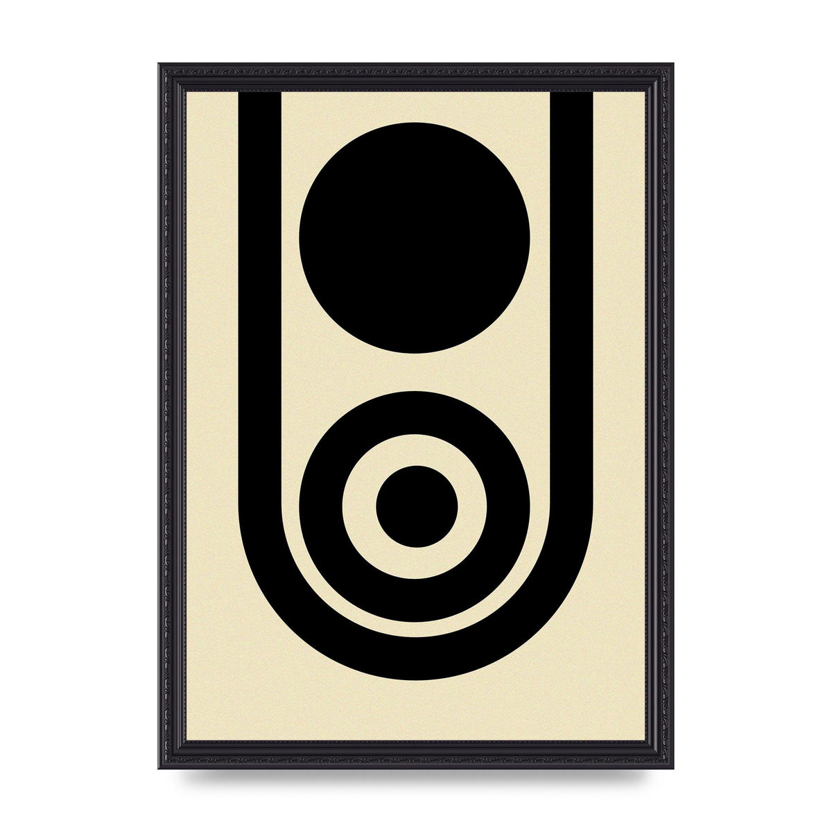 Abstract Line Circle Black Printed Poster - A3 framed