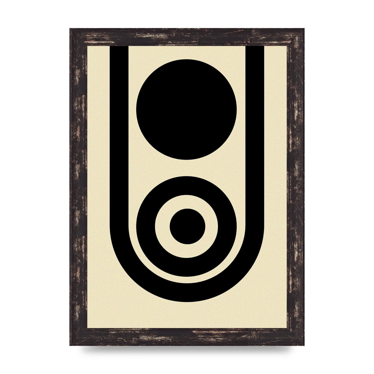 Abstract Line Circle Black Printed Poster - A4 framed