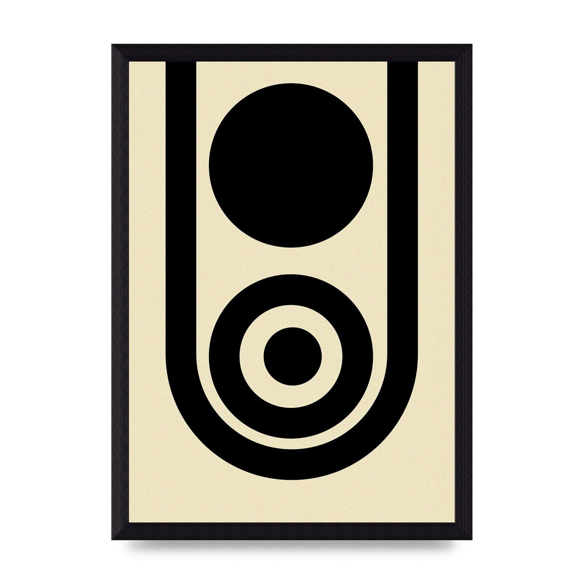 Abstract Line Circle Black Printed Poster - A4 framed