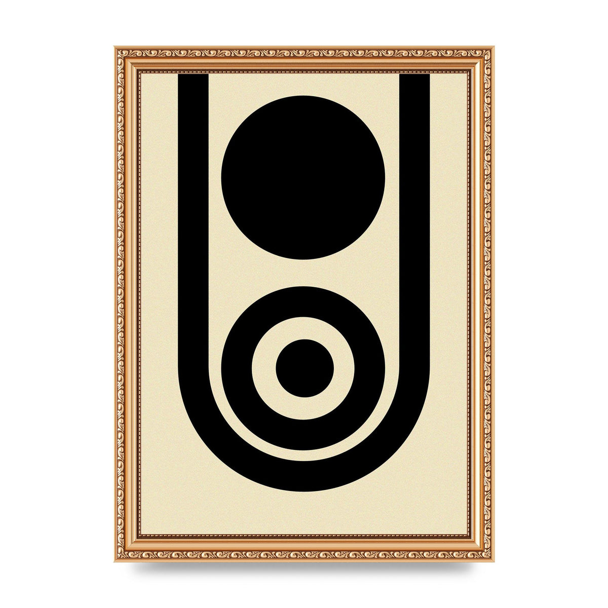 Abstract Line Circle Black Printed Poster - A4 framed