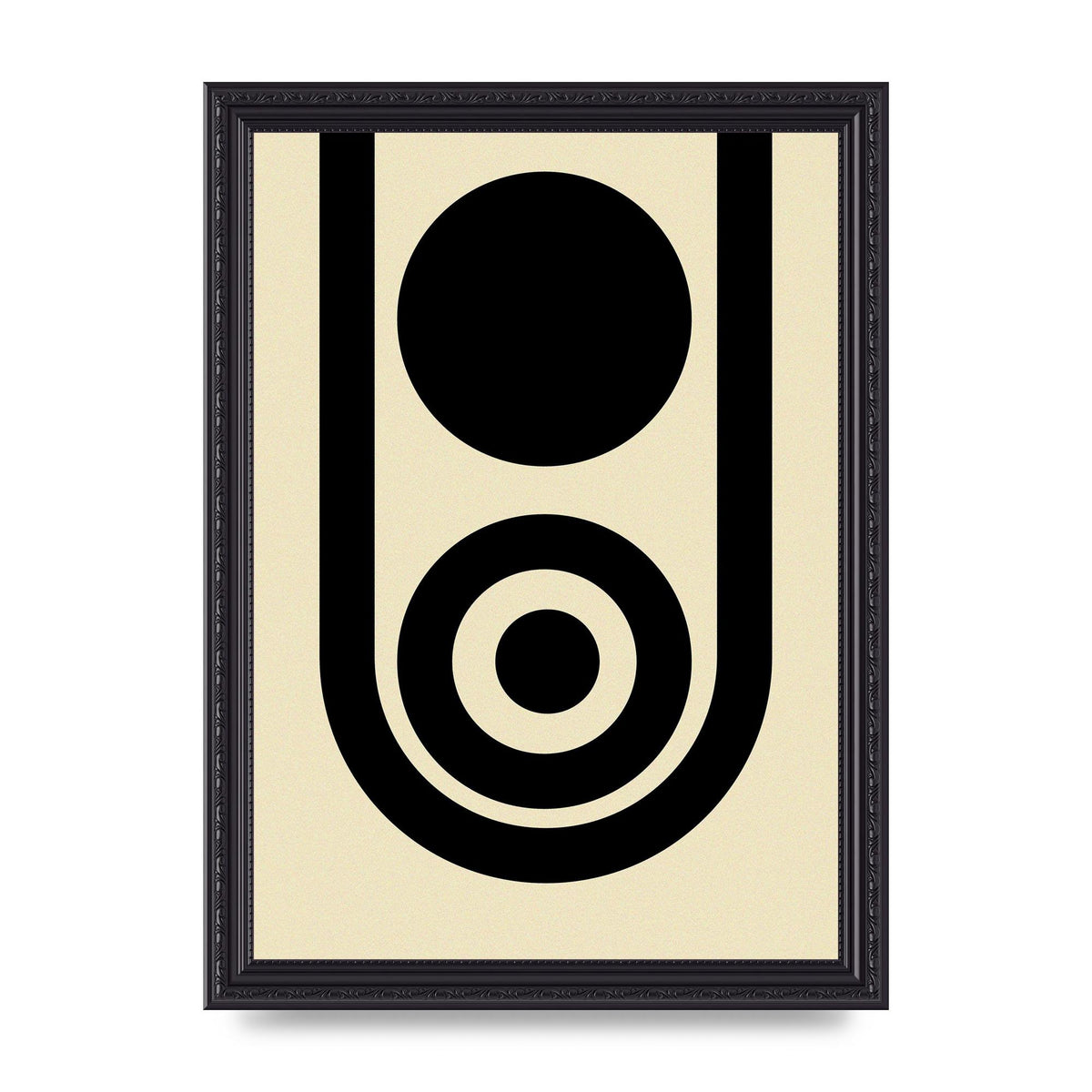 Abstract Line Circle Black Printed Poster - A4 framed