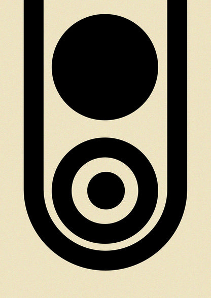 Abstract Line Circle Black Printed Poster - detail