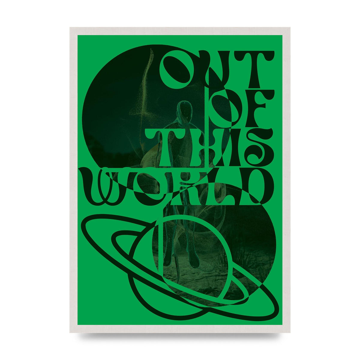 Out Of This World Lofi Green" Printed Poster - A2 framed