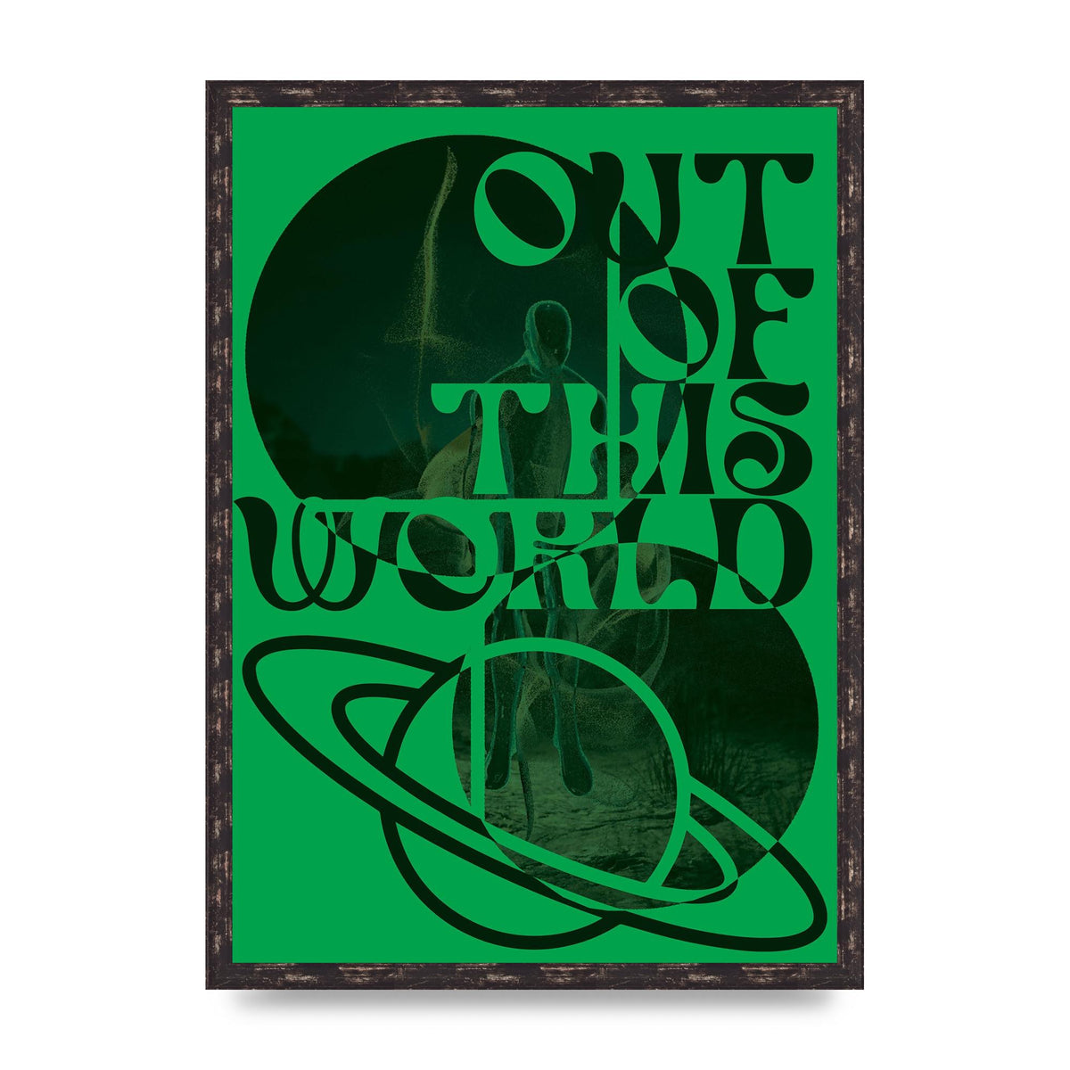Out Of This World Lofi Green" Printed Poster - A2 framed